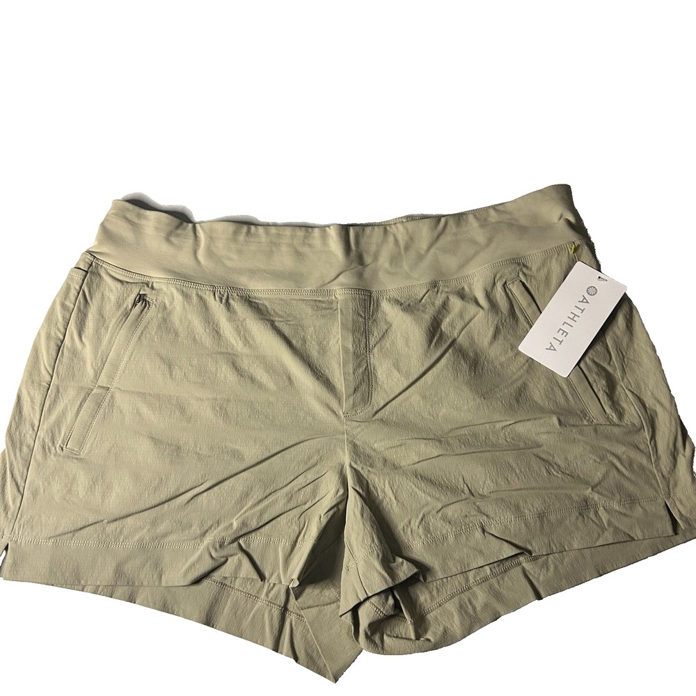 Athleta Trekkie North Athletic Short Womens‎ 20 Beige Slash Pockets Stretch NWT
